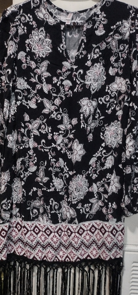 Fringed bottom Paisley print dress